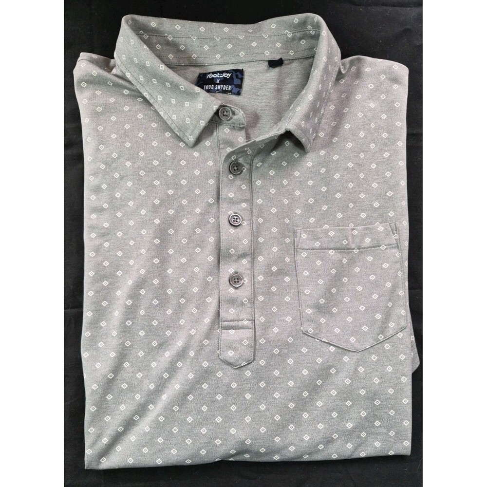 Footjoy Todd Snyder Diamond Deco Print Polo Men's Size 2XL Gray Performance